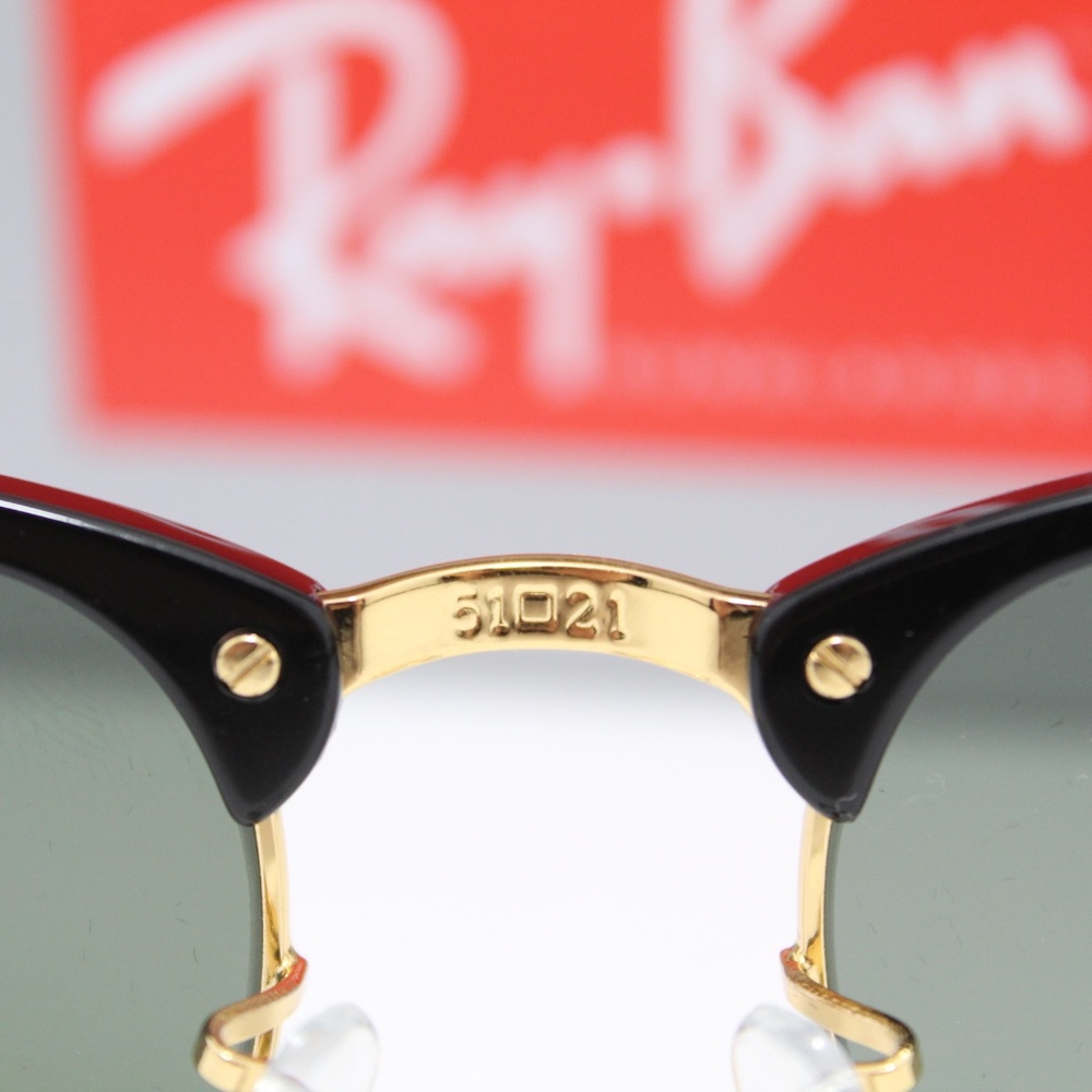 RAY-BAN 3016 W0365 BLACK/ARISTA GOLD CLUB-MASTER - Picture 6 of 8